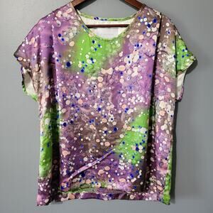 Jean Jones Silk Top Size XL Womens Luxury Artsy Satin Made in USA Unique Career